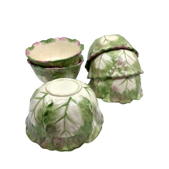 Vintage Pottery Barn cabbage bowls in pink white and off white. These bowls are great for decor or for use! Stickered...