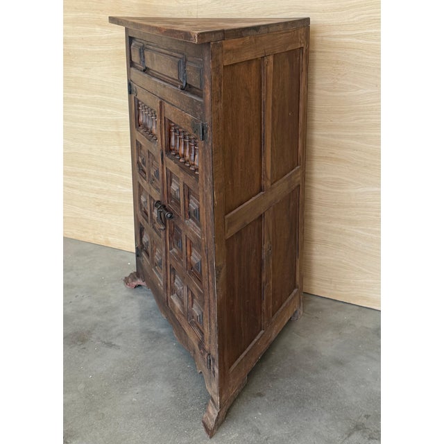 Antique French Corner Cabinet Cupboard Storage with Drawer and Door For Sale - Image 10 of 18