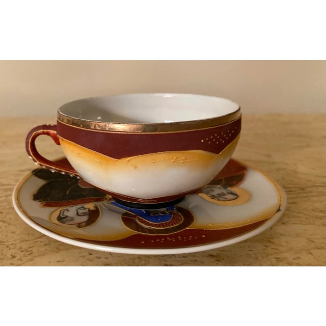 Vintage Satsuma Dragon Demitasse Cups & Saucer Set- 12 Pieces For Sale - Image 9 of 12