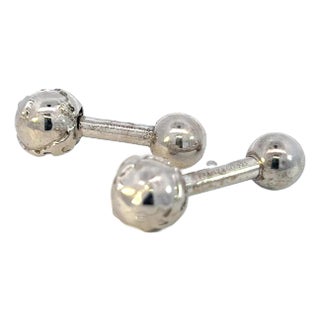 1990s Tiffany & Co Estate Globe Cufflinks Sterling Silver, 2 Pieces For Sale