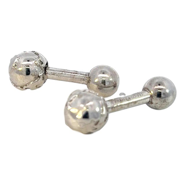 1990s Tiffany & Co Estate Globe Cufflinks Sterling Silver, 2 Pieces For Sale
