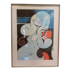 Framed Limited Edition “Woman With Pearl Necklace” Giclée After Pablo Picasso – Collection Domaine Picasso, 2005