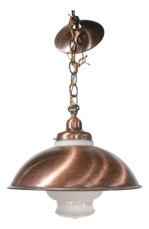 Mid 20th Century Kitchen Chandelier Copper Finish With Glass Shade by the Progressive Mfg.Co.