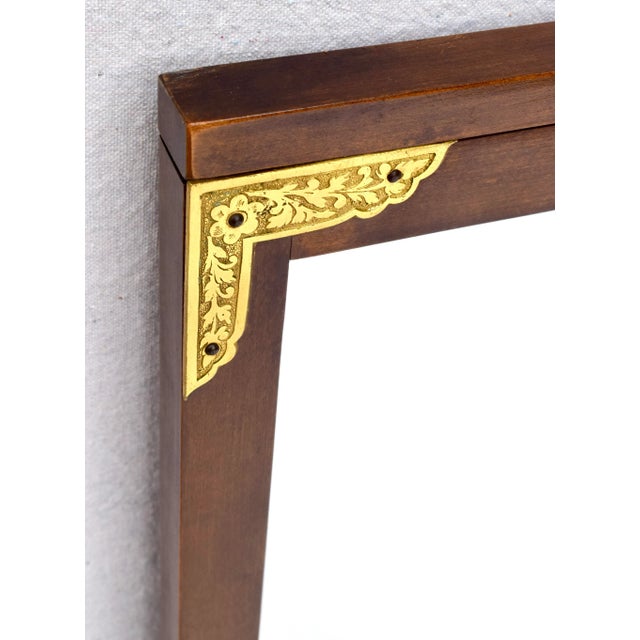 1950's Walnut Chinoiserie Campaign Style Mirror by Drexel For Sale In Philadelphia - Image 6 of 8