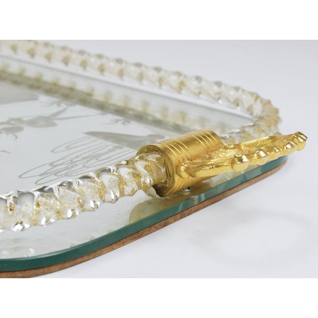 1940s Swirl Murano Glass Mirror Serving Tray from Ercole Barovier, Venice, 1940s For Sale - Image 5 of 16