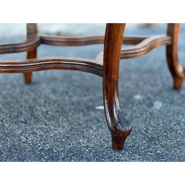 1920s 1920 French Walnut Hand Carved Oval Serving Table For Sale - Image 5 of 7
