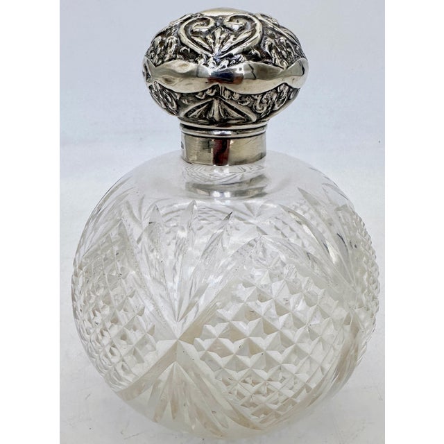 English Sterling Cut Glass & Sterling Perfume, Birmingham 1905, William Dudley’ For Sale - Image 4 of 11