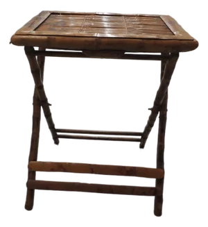 Vintage Faux-Tortoise Bamboo Folding Side Table/Drinks Table