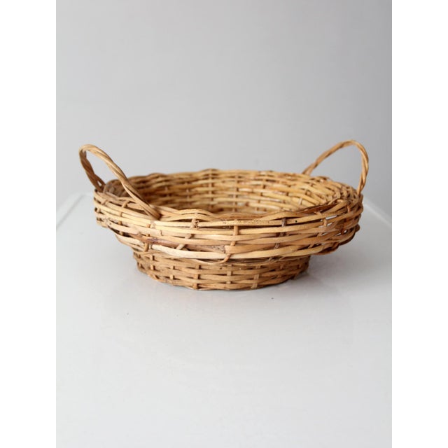Vintage Round Wicker Basket With Handles For Sale - Image 16 of 18