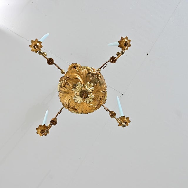 Early 19th Century 19th Century Neoclassical Giltwood Candle Chandelier For Sale - Image 5 of 12