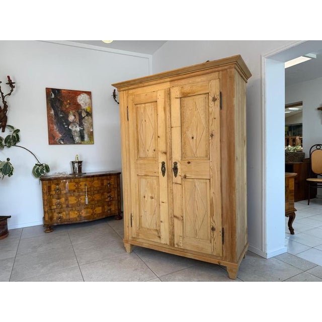 Brown Biedermeier Farmhouse Cupboard in Softwood For Sale - Image 8 of 11
