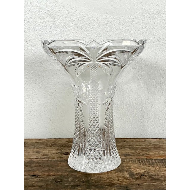 Vintage Palm Tree Crystal Vase For Sale In West Palm - Image 6 of 12