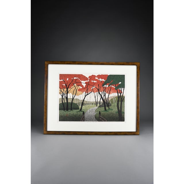 Kazuyuki Ohtsu, Autumn Garden, 1999, Woodblock Print, Framed For Sale - Image 8 of 14