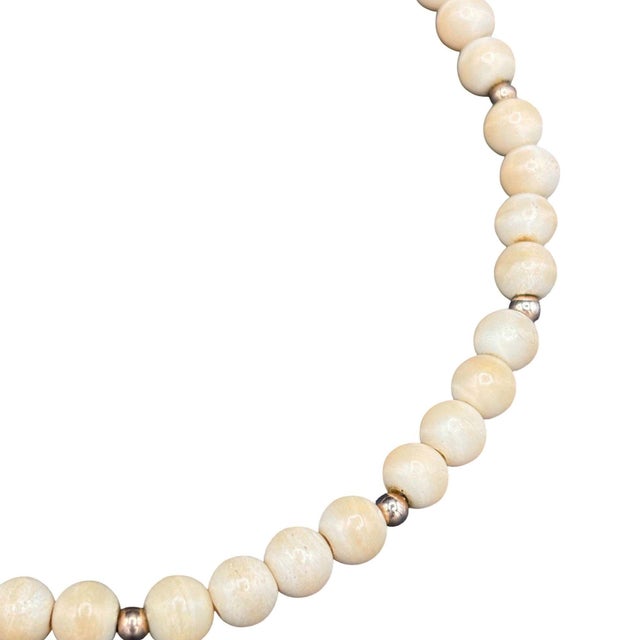 1950s 1950s Mid-Century Coastal Sponge Coral & Gold Plate Bead Necklace W/ Fishhook Clasp For Sale - Image 5 of 6