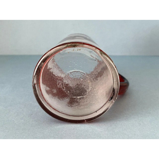 Oxblood Red Vintage Oxblood Red on Frosted Clear Cameo Art Glass Handled Tumbler For Sale - Image 8 of 13