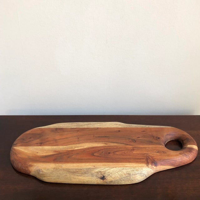 Vintage Artisan Crafted Rustic Wood Charcuterie Board For Sale - Image 9 of 11