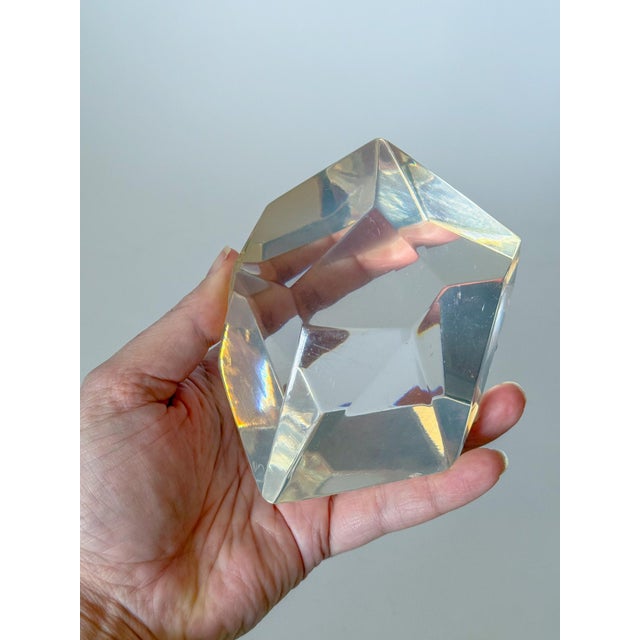 Vintage Modern Sculptural Abstract Acrylic Lucite Gemstone Paperweight Object Art, Large For Sale - Image 16 of 16