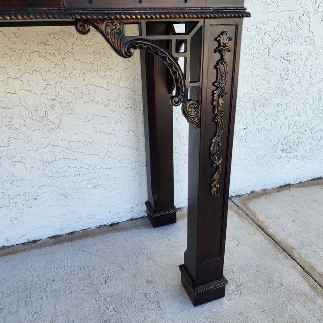 Brown Chinese Chippendale Console Table For Sale - Image 8 of 17