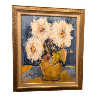 Alain Rousseau Painting of Flowers in a Vase For Sale