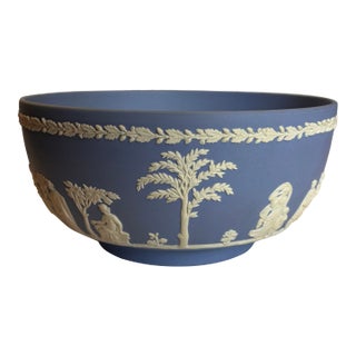 Vintage Wedgwood Pale Blue Jasperware Sacrifice Collection, Serving or Salad Bowl C. 1950s For Sale