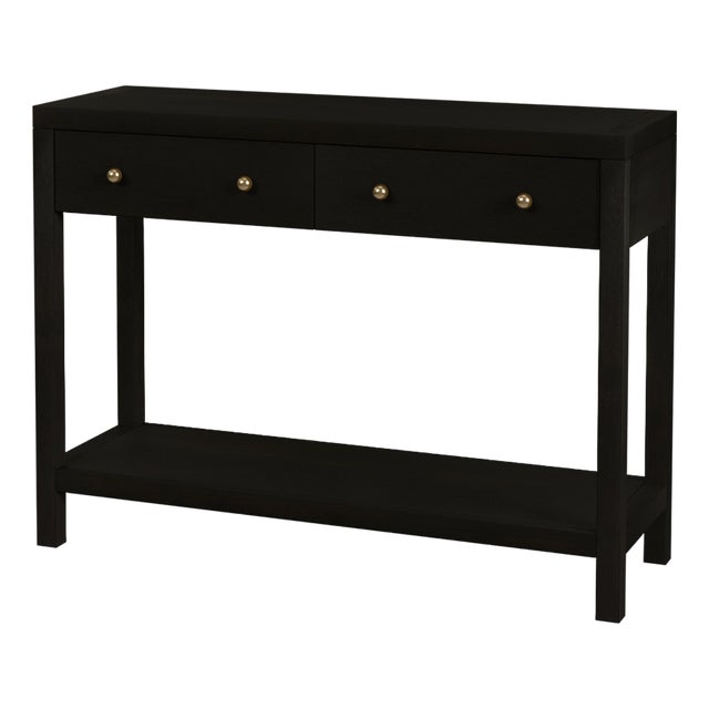 Nora 40 in. W Rectangular Wood 2 Drawer Console Table with Lower Open Shelf, Antique Coffee For Sale