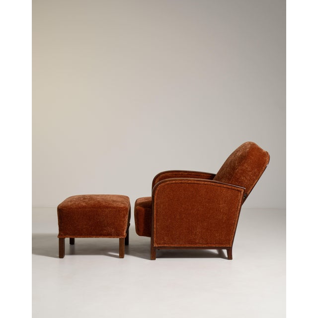 Art Deco Lounge Armchair With Ottoman France 1930s For Sale - Image 11 of 17