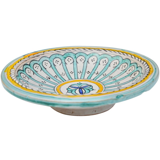 Mid 20th Century Mid 20th Century Orange & Teal Andalusian-Patterned Ceramic Wall Plate For Sale - Image 5 of 7