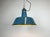 Industrial Blue Enamel Factory Lamp with Cast Iron Top, 1960s For Sale - Image 9 of 14