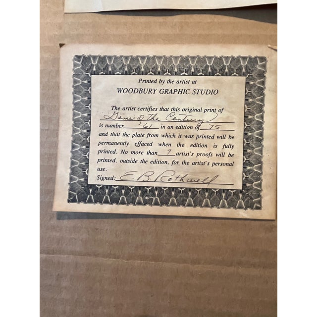 1950s 1950s E.B. Rothwell "Game of the Century" Signed Etching 61/75 Bobby Fischer Chess For Sale - Image 5 of 6