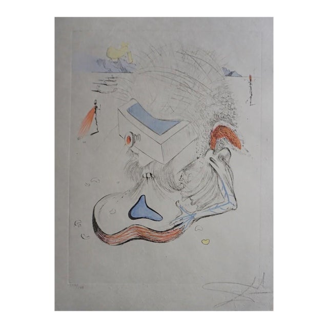 1960s Dali Poems Secrets the Beach at Sete Hand Signed Numbered Etching Surreal Art For Sale