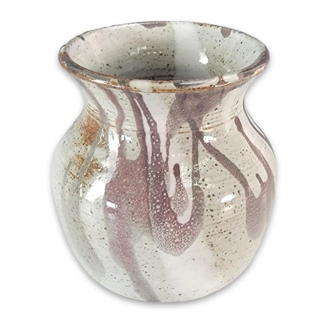 American Wheel Thrown Studio Art Pottery Raku Vase 5 In For Sale - Image 4 of 11