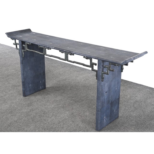 Mid 20th Century Maitland Smith Modern Altar or Console Table in Faux Shagreen, 20th Century For Sale - Image 5 of 10