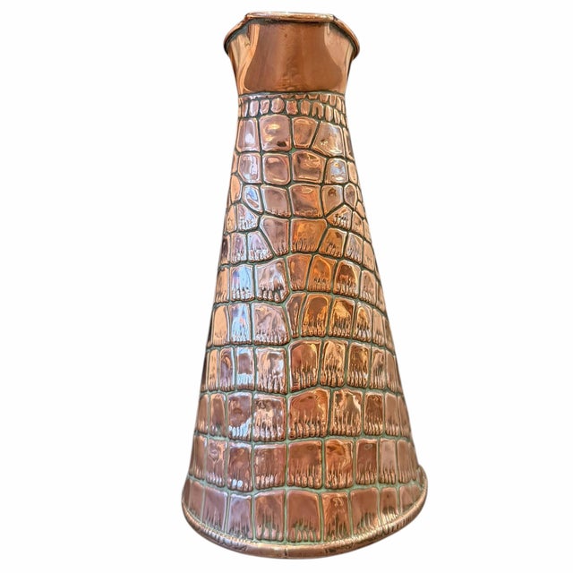 English Arts & Crafts Crocodile Stamped Copper Pitcher For Sale - Image 4 of 11