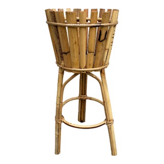 Mid 20th Century Bamboo Planter on Stand in the Palm Beach Chinoiserie Style For Sale
