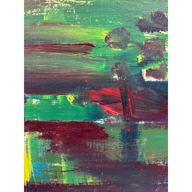 Vintage Mid Century Abstract Oil Painting For Sale - Image 4 of 7