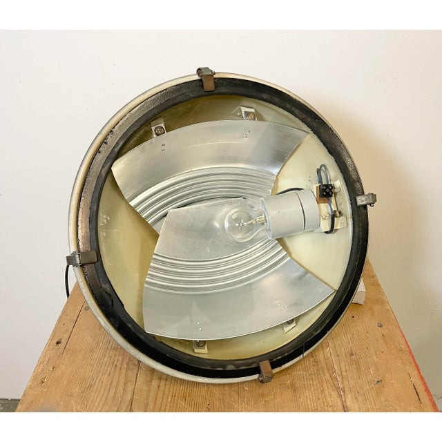 Industrial Grey Pendant Lamp with Clear Glass Cover, 1970s For Sale - Image 10 of 16