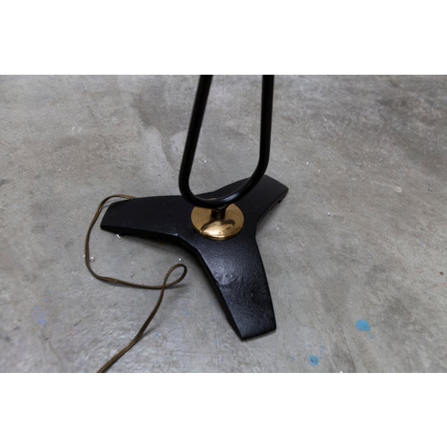 Arlus Floor Lamp with Tripod Base and Ribbed Glass Lamps, 1950 For Sale - Image 9 of 18