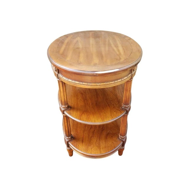 Late 20th Century American Classical Three-Tier Oval Fruitwood Side Table For Sale - Image 5 of 6