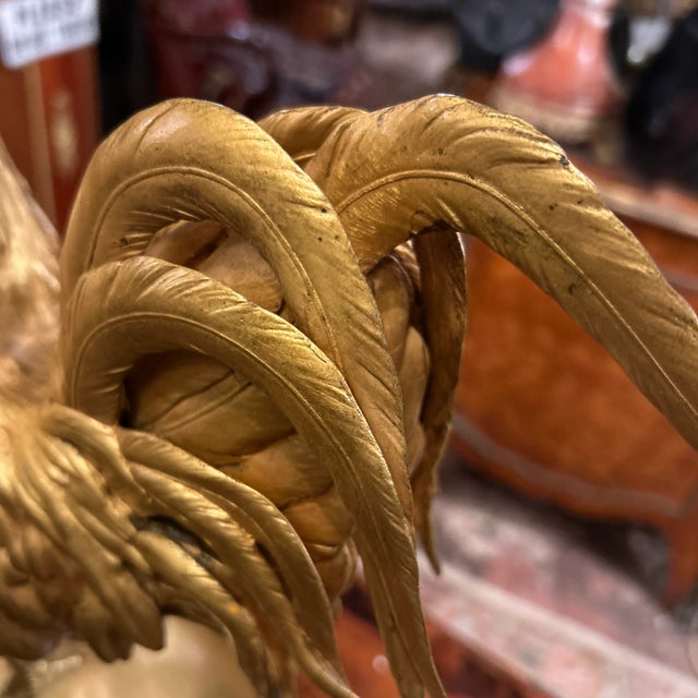 French Gilded Bronze Statue Rooster, Signed A.Cain, Circa 1880 For Sale - Image 10 of 12