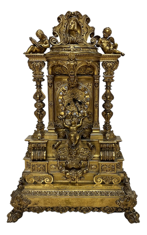 French Gilt Bronze Clock, 1820-1850