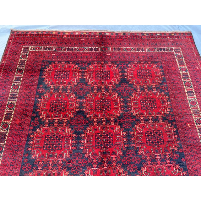 Vintage Turkmen Bukhara Wool Rug 6'6" X 9'9" Afghan Ersari Tribal Carpet, Bedroom Rug For Sale - Image 6 of 9