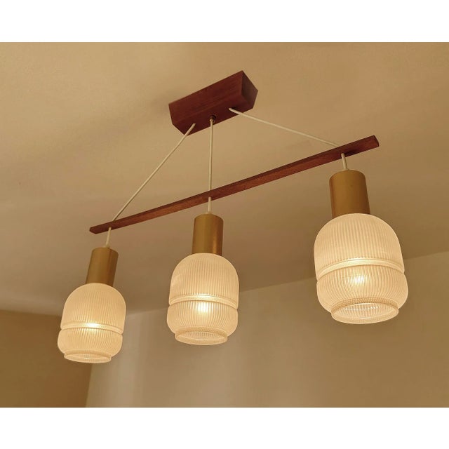 Danish Pendant Light in Glass and Teak, 1960s For Sale - Image 13 of 18