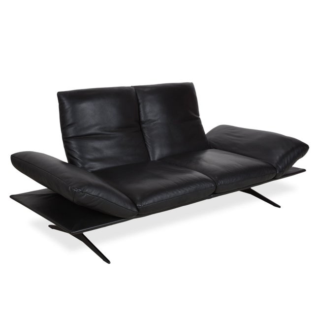 Modern Francis Leather Two-Seater Black Manual Function Sofa from Koinor For Sale - Image 3 of 18
