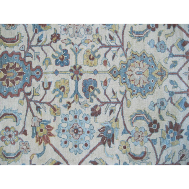 Persian Sultanabad Masters Wool 11x35 Rust, Light Blue & Ivory Handmade Area Rug #1141201 For Sale - Image 4 of 4