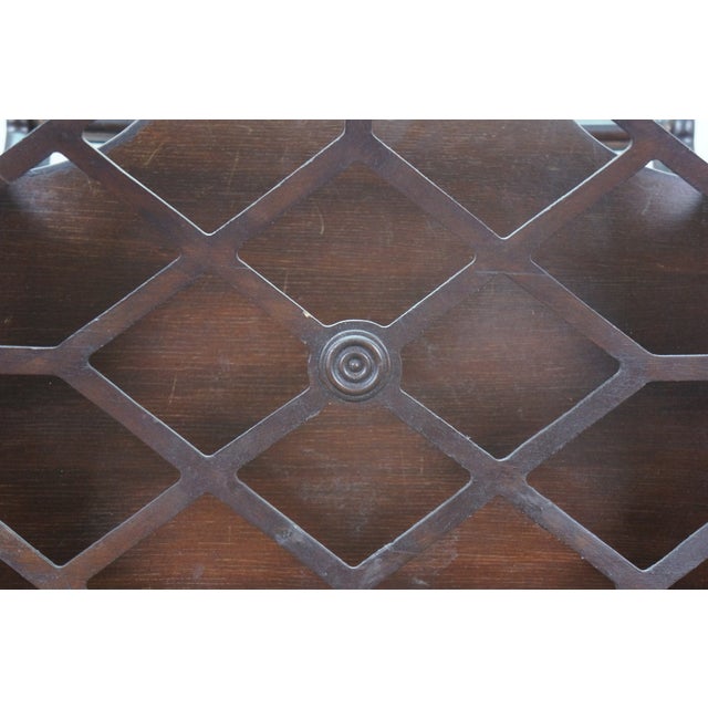 Mid 20th Century Butler Mahogany #766 Faux Bamboo Lattice Magazine Rack Holder 18" For Sale - Image 6 of 14
