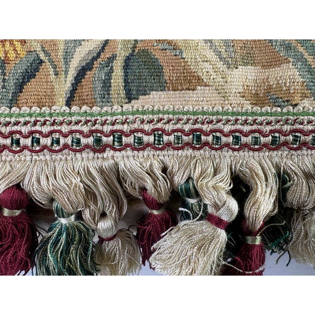 Vintage Hand Woven Tasseled Aubusson Tapestry Pillow For Sale - Image 10 of 11