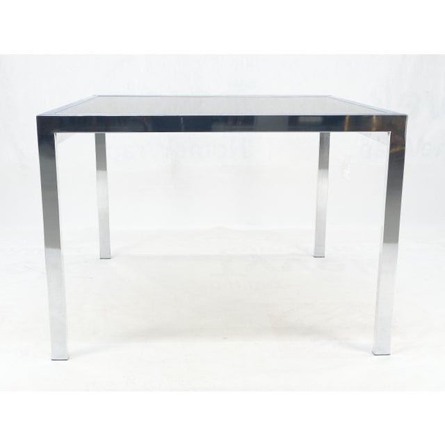 Flip Top 40" Square Crome Base Smoked Glass Top Dining Table 84" Extended Clean! For Sale - Image 12 of 18