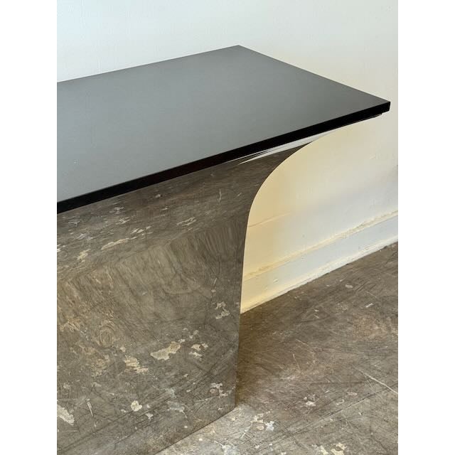 Silver 1980s Sally Sirkin Lewis Style Steel & Granite Console Table For Sale - Image 8 of 14