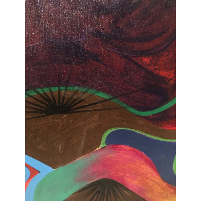 Green Vintage Mid-Century Colorful Figurative Abstract Oil on Canvas Portrait Painting For Sale - Image 8 of 12