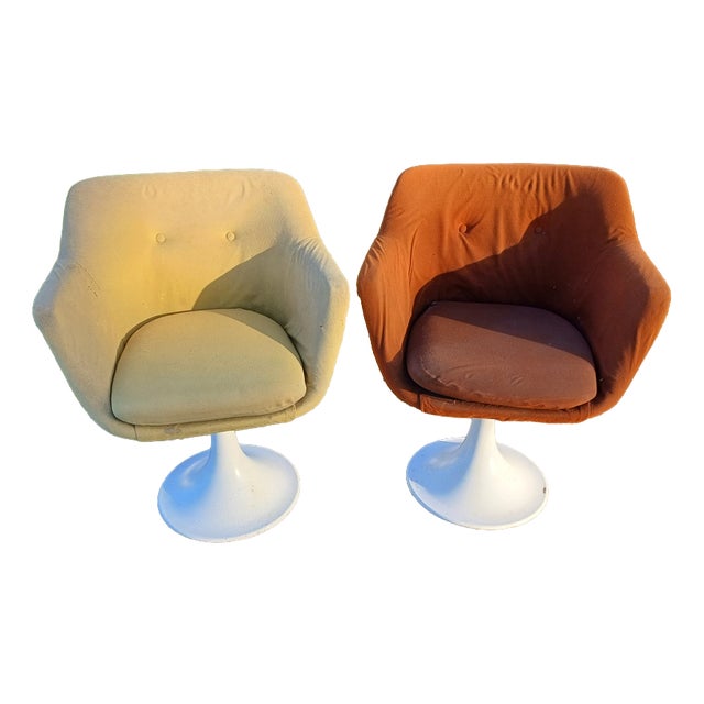 Vintage Armchairs in Plastic and Fabric, 1970s, Set of 2 For Sale